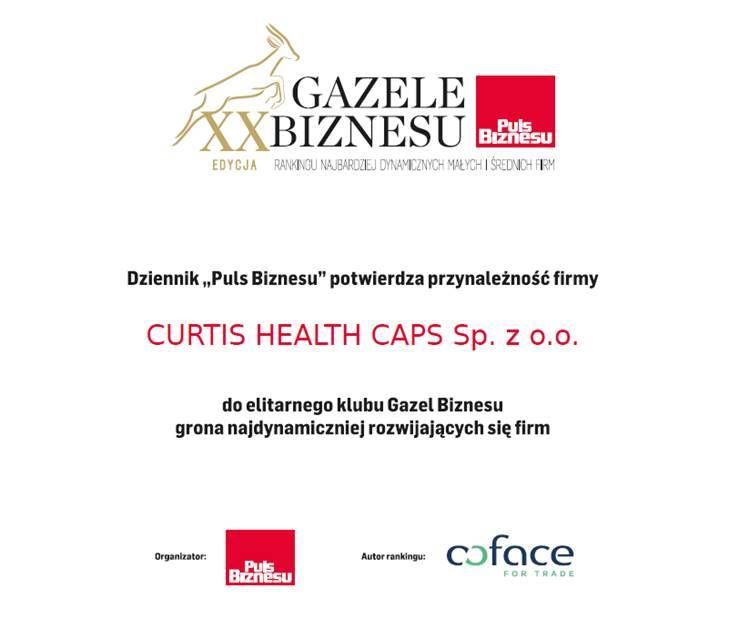 Curtis Health Caps znalazł się w gronie Gazel Biznesu